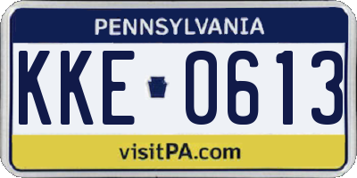 PA license plate KKE0613