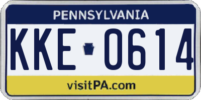 PA license plate KKE0614