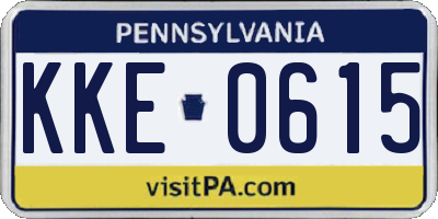 PA license plate KKE0615