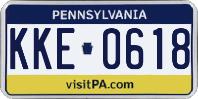 PA license plate KKE0618
