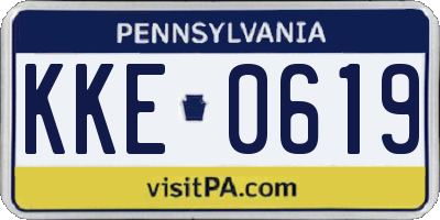 PA license plate KKE0619