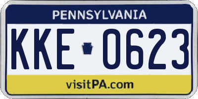 PA license plate KKE0623