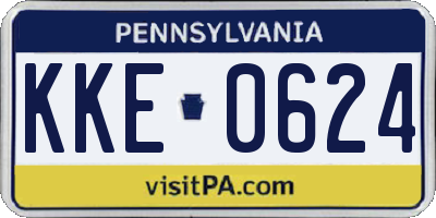 PA license plate KKE0624