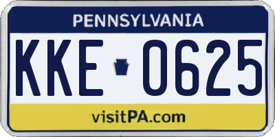 PA license plate KKE0625