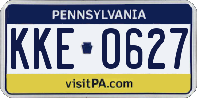 PA license plate KKE0627