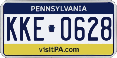 PA license plate KKE0628