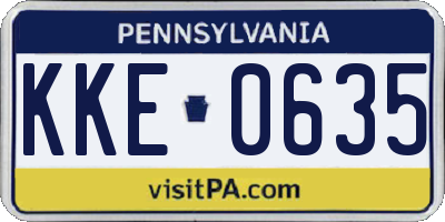 PA license plate KKE0635