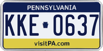 PA license plate KKE0637