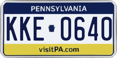PA license plate KKE0640