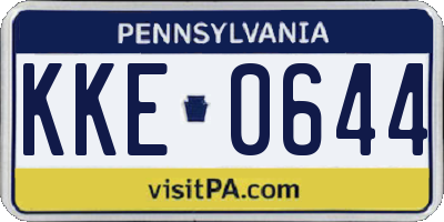 PA license plate KKE0644