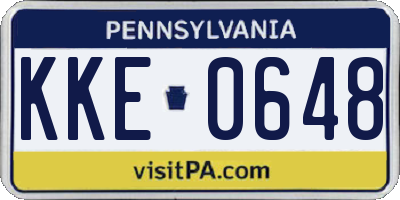 PA license plate KKE0648