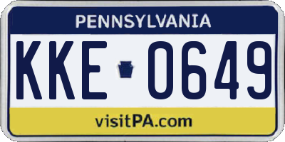 PA license plate KKE0649