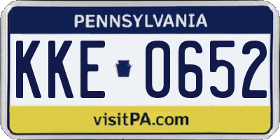 PA license plate KKE0652