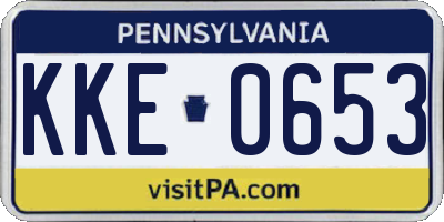PA license plate KKE0653