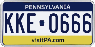 PA license plate KKE0666