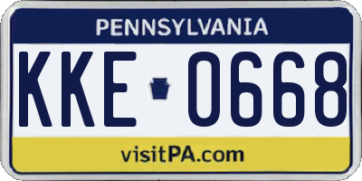 PA license plate KKE0668