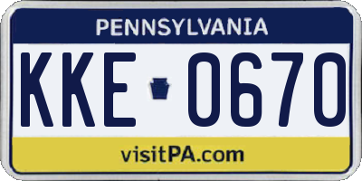 PA license plate KKE0670