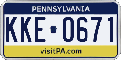 PA license plate KKE0671