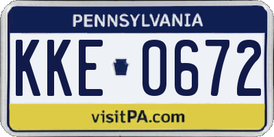 PA license plate KKE0672