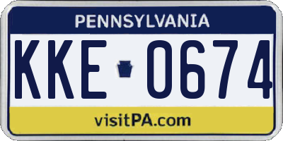 PA license plate KKE0674