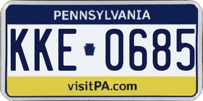PA license plate KKE0685