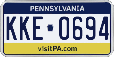 PA license plate KKE0694