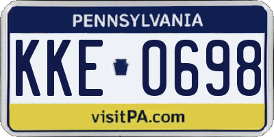 PA license plate KKE0698
