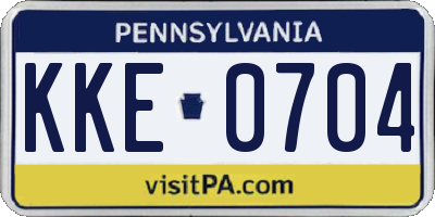PA license plate KKE0704