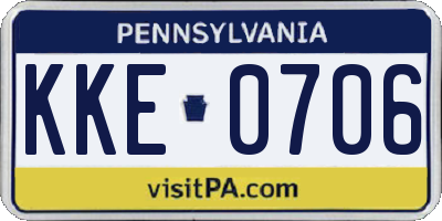 PA license plate KKE0706