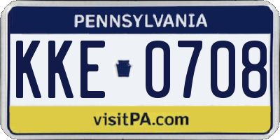PA license plate KKE0708