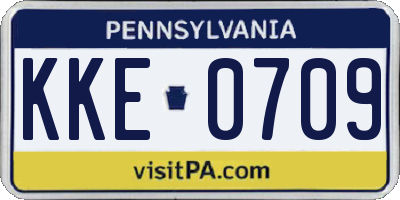 PA license plate KKE0709
