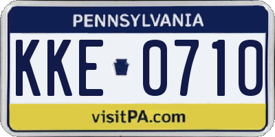 PA license plate KKE0710