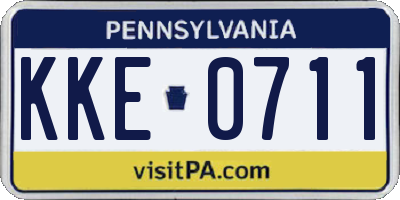 PA license plate KKE0711