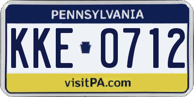 PA license plate KKE0712
