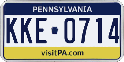 PA license plate KKE0714
