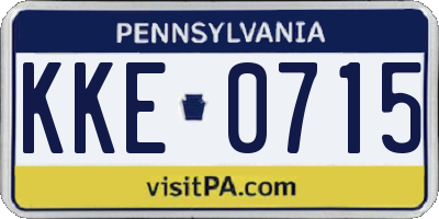 PA license plate KKE0715