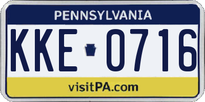 PA license plate KKE0716