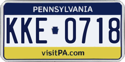 PA license plate KKE0718