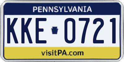 PA license plate KKE0721