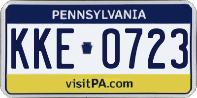 PA license plate KKE0723