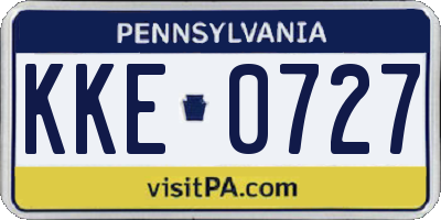 PA license plate KKE0727