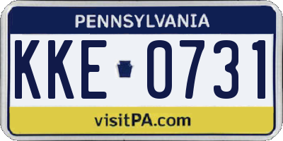 PA license plate KKE0731
