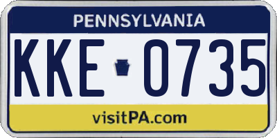 PA license plate KKE0735