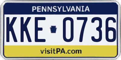 PA license plate KKE0736