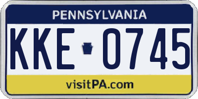 PA license plate KKE0745