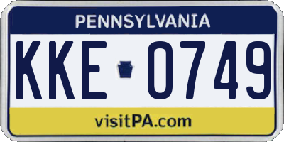 PA license plate KKE0749