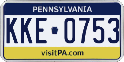 PA license plate KKE0753