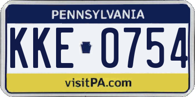 PA license plate KKE0754