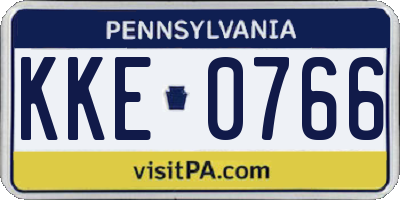 PA license plate KKE0766