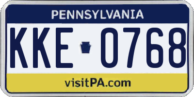 PA license plate KKE0768